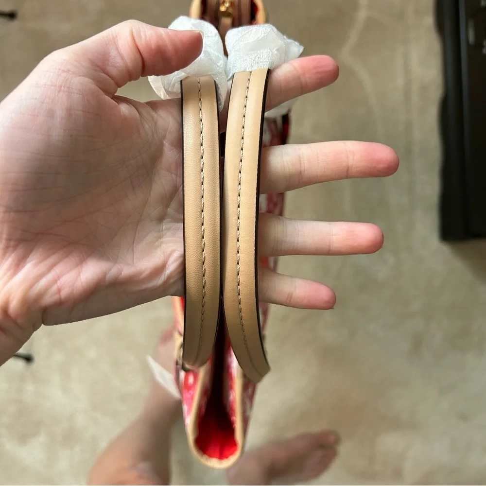 Coach Red and Pink Payton Floral Print Zip Top Tote Bag MSRP $328 - Picture 10 of 16